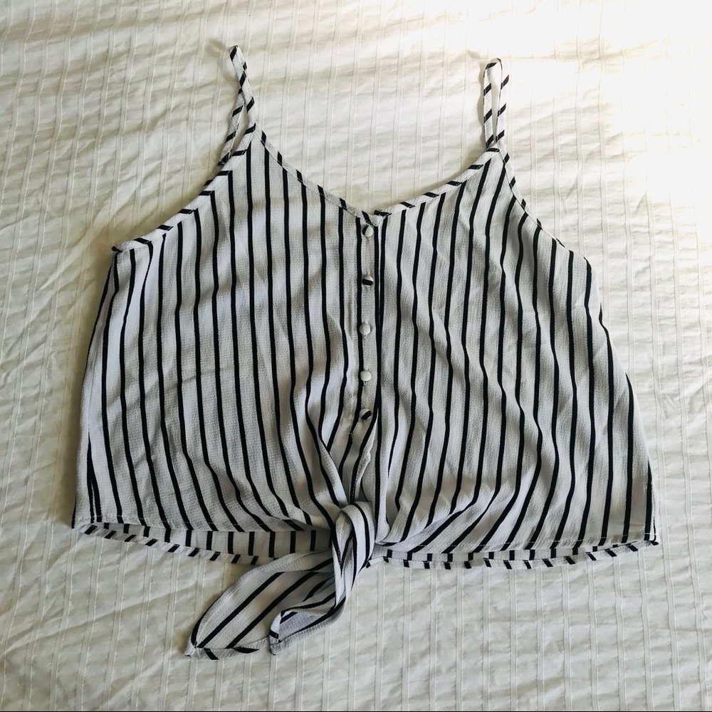 Active USA Striped Tie-Front Crop Top - NWOT - M